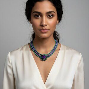 💎 Turquoise & Amethyst Necklace – Never Worn 💎